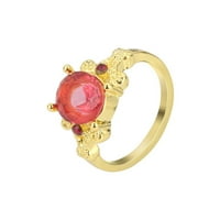 Do 65% OFF AMLBB Žene prstenovi modni nakit Zlatni okrugli safir Ženski vjenčani prsten veličine6- poklon