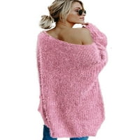 Ženski džemperi za rame Pleteni džemper Tunic Dugi rukav pletenje