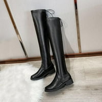 Čizme za žene jesen i zima preko koljena čizme s niskim potpeticama čipke čipke udružene visoke cijevi