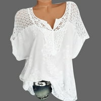 Dqueduo majice za žene ljeto o o-vrat kratki rukav izdubljeni čvrsta povremena bluza vrhunske poklone