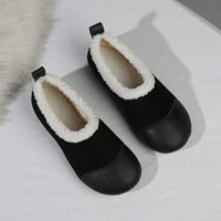 Ženska moda Solidna boja Suede kožna ploča toplo plišane ravne jedine casual cipele crna 38