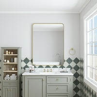 Zlatna pravokutna zidna zrcala 30 x40 - metalni okvir, savremeni i sažeti dizajn, pogodan za kupatilo,