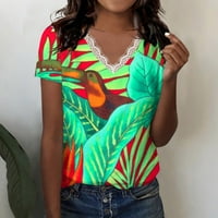 Ženska ljetna majica s kratkim rukavima od tiskane V izrez T-majice Casual Tops Bluze s