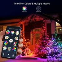 Yodudm RGB božićna svjetla, 164ft LED pametne svjetlo za svjetlo, zatamnjena boja promjena božićnih