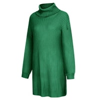 Ženski džemper sa dugim rukavima Basični pulover Top Ležerne prilike Plit Jumper Green Size S