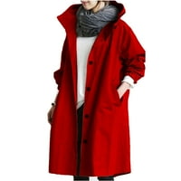 Smeđi dugi kaput Sklopiva kišna jakna Ženski motorerni kaput Elegantna zimska labava odjeća Divlja ženska