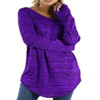 REJLUN Ženska majica s prugaste majice Solid Color T Majica Longline Pulover Loose Dnevno odjeljenje
