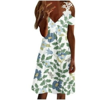 Haljina od Aaiaymet Plus Veličina dame čipke obloge cvijeća, ležerna haljina s kratkim rukavima, mornarsko