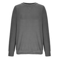 Fjofpr Žene Fall vrhovi dugih rukava za žene Solid Color Crewneck Tops Ležerne prilike prozračne labave