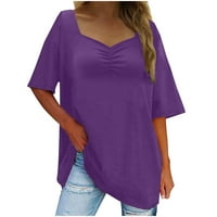 Kakina s ženskim vrhovima plus veličina labava kratka rukava majica majica The Tunic Toes Clearence Purple, XXL