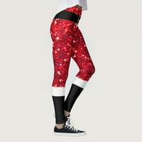 Žene prilagođene božićne pantalone prilagođene mršave tajice za gamaše koje trče Božić Santa Pilates
