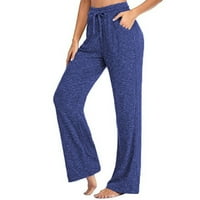 Gaecuw široke nožne pantalone za žene casual plus veličina Regularne fit duge hlače za vuču hlača hlače Dukset labave vrećice yoga hlače visoke stručne ljetne hlače sa džepovima čvrsto