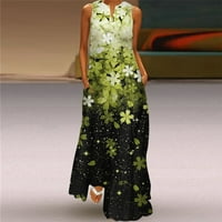 Koaiezne haljine Žene Žene Ljeto Ležerne prilike bez rukava V izrez Maxi Labava haljina Boho Beach Dug