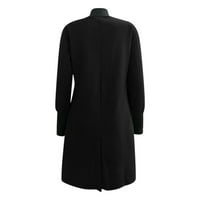 Zimski kaputi za žene Žene pune boje casual sa kapuljačom s kapuljačom sa zatvaračem Black + XL