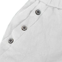 Široke noge Capri hlače za žene labave casual joggers hlače elastične kotleće sa podiznim strukom sa džepovima Bijeli XL