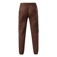 Ketyyh-Chn Men Hlače Radne hlače opuštene fit lagane planinarske ležerne hlače smeđe, XL
