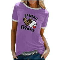 Baseball mamine majice za žene Crewneck tiskani kratki rukav trendy bluza Ležerne prilike ljetni odmor