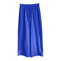 MEUVA ženske pamučne pantalone nacrtajući elastični pojas, bočni džepovi visokog ležernih hlača u labavim