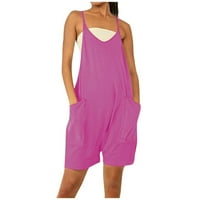 Jumpsuitsi za žene Ljeto SOLIDNE bez rukava Dressy Woth Plus veličine džepne suspenzije hlače za pantalone