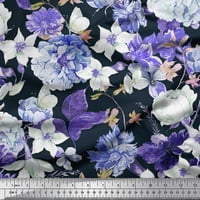 Soimoi plava pamučna kambrična tkaninska tkaninska listova i cvjetna otisnuta zanatska tkanina od dvorišta široka