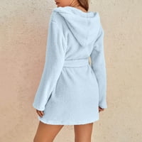 XIHBSYLY HOLDO SOFT COLL COLL LOGO VALJE V-izrez zimske sestre sužele Fleece Fau Velvet Sleep haljina