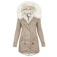 Ženske zimske kapute, ženska topla kapuljača debela podstavljena gornja odjeća Velike okovratne jakne