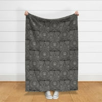 Luxe baršun baca za bacanje, 50 70 - crne tamne gotičke lubanje damask Halloween sablasan ispis pokrivač