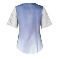 Ljetne haljine za žene Otemrcloc ženska čipka majica Ležerne priliketi ispis kratkih rukava V-izrez