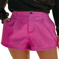 Voguele žene kratke vruće hlače Biker mini pant Bermuda dno Lounge PU kožne kratke hlače Loose Apricot