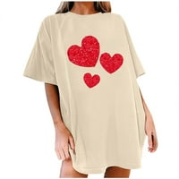 Valentinovo košulje za žene Trendy Love Heart Print CrewNeck kratki rukav Ležerne prilike Ležerne prilike