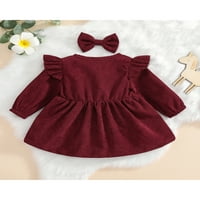 Proljeće Toddler Baby Girls Corduroy haljina Slatka novorođenčad Dječji ruffle dugi rukavi pamučna haljina