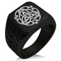 Nehrđajući čelik Celtic Triquetra srčani čvor Geometrijski uzorak Biker stil polirani prsten
