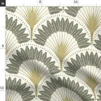 Pamuk Satens Stolcloth, 70 90 - neutralni botanički palmi Art Deco ventilatori Trendy Ispiši posteljinu po mjeri kašika