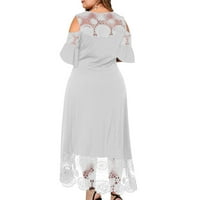 Ženska haljina plus veličina čipkasti patchwork van ramena kratkih rukava Swing midi haljina ljeto suncobranske ležerne haljine