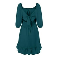 Žene oblače ljetnu haljinu U-izrez kratki rukav majica haljina ruffles casual mini ženska haljina zelena l