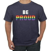Budite ponosni Rainbow LGBT pride Muška grafička majica, Vintage Heather mornarice, velika