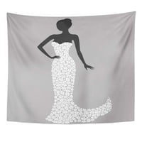 Bride Silhouette Prekrasna djevojka u bijeloj cvijetu haljina Zidna umjetnost Viseća tapiserija Kućni