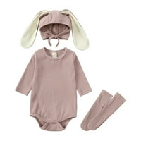 Baby Boys Girls Bunny Outfits Rebrad bodičatske djevice s dugim zeko ušim uho čarape Odjeća set luk outfit