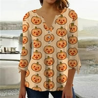 Ženska Halloween vrhovi labavi ležerne tipke s V-izrezom sa majicom od sedam rukava
