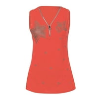 Elneeya ženska dijamantna dijamantna modna modna modna boja bez rukava Slim-Fit Vest Red XL