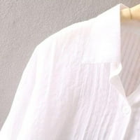 Plus veličina Ženska tanka košulja haljina casual labav duga majica za sunčanje Top bijeli XL