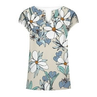Feterrnal Ljetni modni casual boho cvjetni print casual majica s kratkim rukavima V vrat bluza za žene