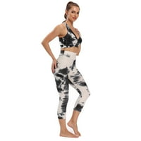 Puntoco ženska klirensa joga hlače visoki struk trčanje kravata-boja Hlače vježbanje yoga hlače crna