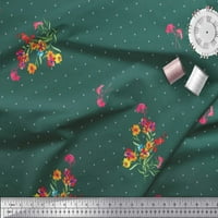 Soimoi Rayon Crepe Tkanina točka, lišće i periwinkle cvjetni otisak šivaći tkaninu dvorište široko