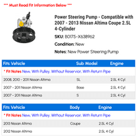 Pumpa za servo upravljača - kompatibilna sa - Nissan Altima Coupe 2.5L 4-cilindar 2012