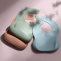 Silikonske bebe Bibs za bebe i dječje dijelove od 3, BPA Besplatno Unise mekani podesivi fit vodootporni hranjeni bibs