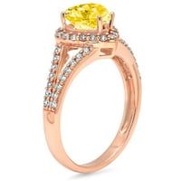 1.49ct srce od žutog simuliranog dijamanta 18k 18K ruže Gold Anniversement HALO prsten veličine 6,75