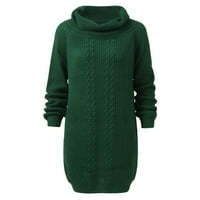 PhoneOap Womens džemper haljina linija bez ramena dugih rukava pleteni džemper od labavog haljina zelena