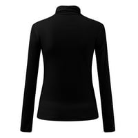 Ženske vrhove bluza Čvrsta duga rukava povremena ženska majica Crew Crt Ljeto Black XL