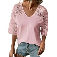 Penskeiy Žene Ležerne prilike s kratkim rukavima s kratkim rukavima od tiskane mreže pulover V-izrez za bluze Ljetne košulje i bluze xxxl ružičasta na prodaju